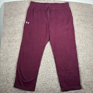 Under Armour Men Burgundy Fleece Sweatpants Athletic Comfort Fit‎ Size 2XL